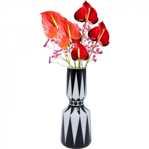 Skleněné vázy KARE Design Černobílá skleněná váza Brillar 44cm
