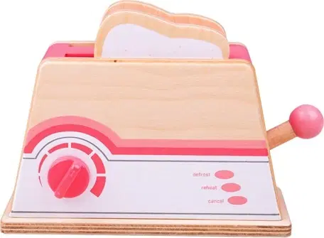 Dětské kuchyňky Bigjigs Toys Dřevěný toaster Meggy růžový