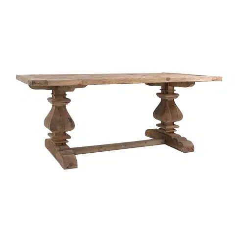 Designové a luxusní jídelní stoly Estila Venkovský jídelní stůl Komani z masivního dřeva přírodní hnědé barvy s vyřezávanýma nohama 200cm