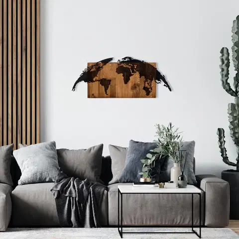 Nástěnné dekorace Nástěnná dekorace dřevo SVĚTADÍLY tmavé 83 x 35 cm