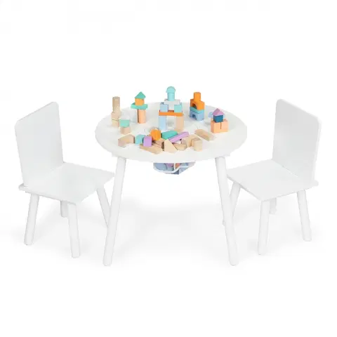 Dětské pokoje Dětský stůl s židlemi Ecotoys I bílý