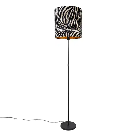Stojaci lampy Stojací lampa černý odstín zebra design 40 cm nastavitelný - Parte