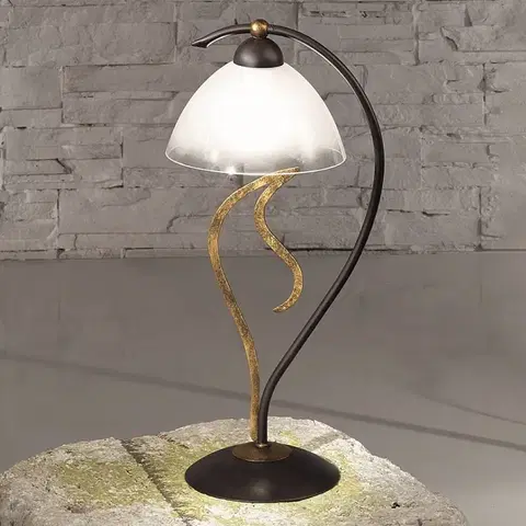 Stolní lampy Kögl Stolní lampa Amabile, rezavá-zlatá, stínidlo sklo