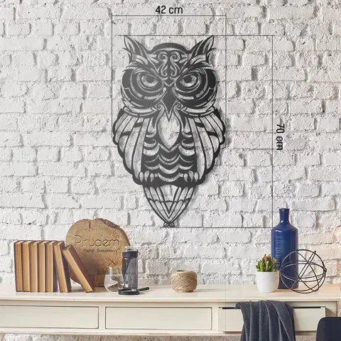 Bytové doplňky a dekorace Wallity Nástěnná kovová dekorace SOVA 42x70 cm černá