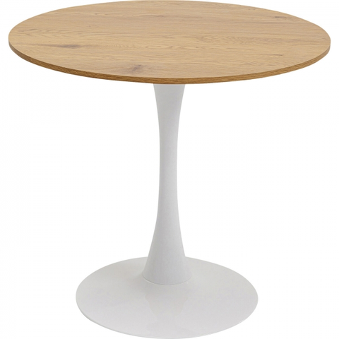Kulaté jídelní stoly KARE Design Jídelní stůl Schickeria s bílou podnoží - ořech Ø80cm