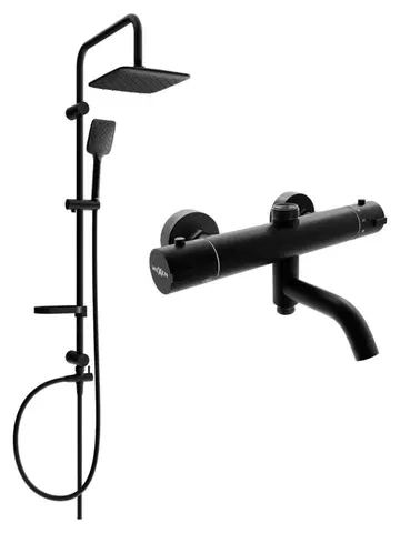 Sprchy a sprchové panely MEXEN/S Sven sprchový sloup včetně sprchové termostatické baterie Kai, černá 77900262-70
