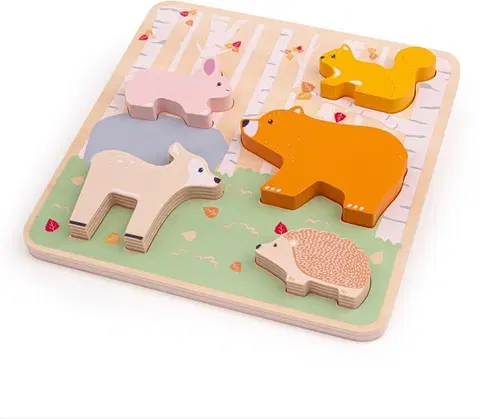 Dřevěné hračky Bigjigs Toys Dřevěné puzzle ANIMALS
