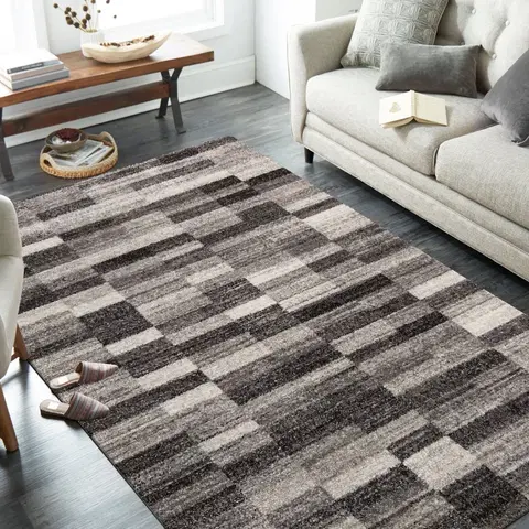 Moderní koberce Moderní šedohnědý koberec s obdélníky