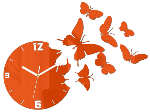 Nalepovací hodiny ModernClock 3D nalepovací hodiny Butterfly oranžové