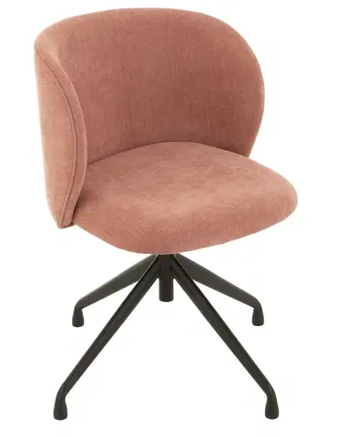 Jídelní stoly Růžová sametová jídelní točící židle Chair Turn Pink - 56*48*77cm J-Line by Jolipa 35006
