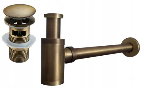 Sifony k pračkám MEXEN/S Umyvadlový sifon s výpustí click-clack s přepadem, bronz 7992050-30