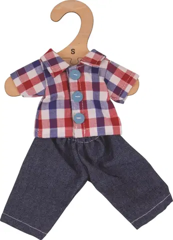 Panenky Bigjigs Toys Sada kostkované košile a riflí pro panenky SOFT 28 cm vícebarevná