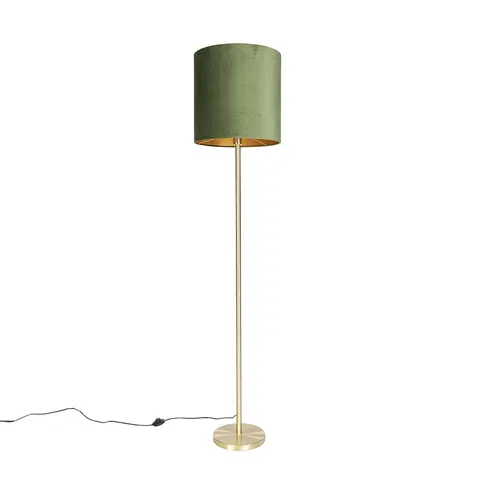 Stojaci lampy Botanická stojací lampa mosaz se zeleným odstínem 40 cm - Simplo
