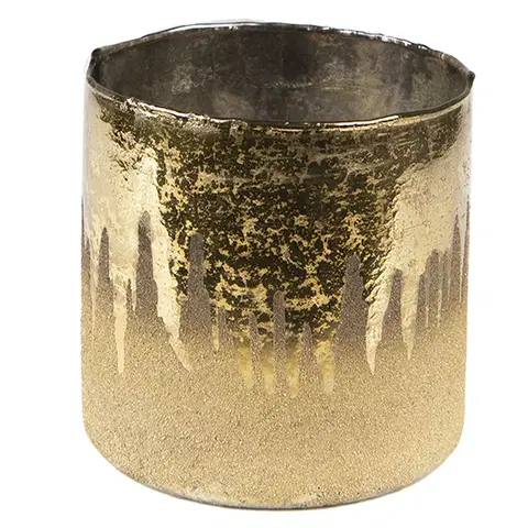 Svícny Zlatý skleněný svícen na čajovou svíčku M - Ø 10*10 cm Clayre & Eef 6GL4273