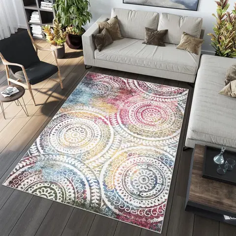 Moderní koberce Trendy barevný koberec se vzorem mandaly