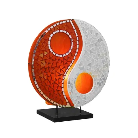 Stolní lampy Woru Skleněná mozaiková stolní lampa Ying Yang oranžová/bílá