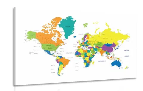 Obrazy mapy Obraz barevná mapa světa na bílém pozadí