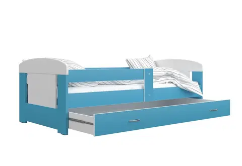 Postele Expedo Dětská postel JAKUB P1 COLOR, 80x180, včetně ÚP, bílý/modrý