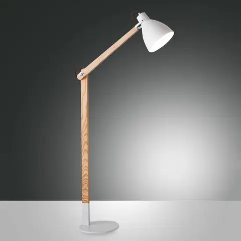 Stojací lampy Fabas Luce Stojací lampa Sveva ze dřeva, bílá/jasan