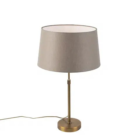 Stolni lampy Bronzová stolní lampa s plátěným odstínem taupe 35cm - Parte