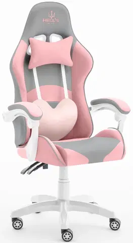 Herní křesla Herní židle Rainbow růžovo-šedá