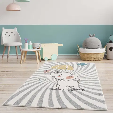 Dětské koberce Roztomilý dětský koberec na hraní slůně štěstí