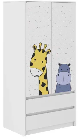 Nábytek Dětská šatní skříň s velkou žirafou 180x55x90 cm