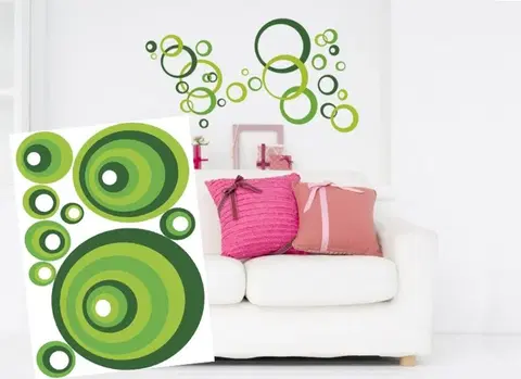 Nálepky Dekorační nálepky na stěnu zelené kruhy