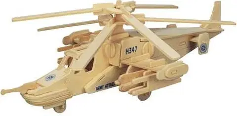 3D puzzle Woodcraft construction kit Dřevěné 3D puzzle VRTULNÍK hnědé