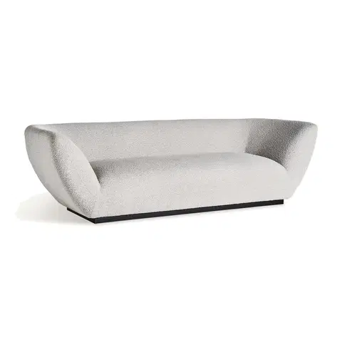 Luxusní a designové sedačky Estila Luxusní art deco sedačka Silviana s buklé čalouněním v šedo bílé barvě s černou podstavou 241 cm