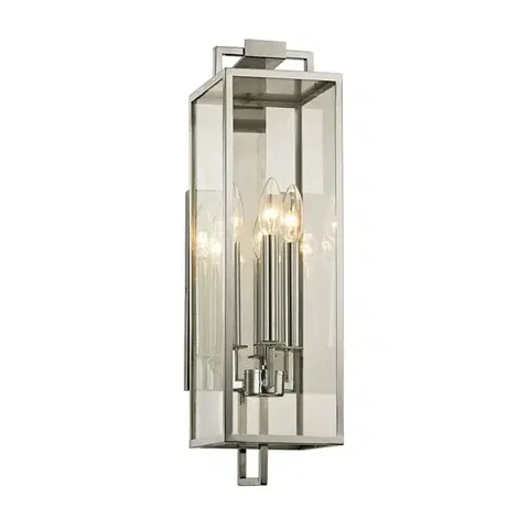 Moderní venkovní nástěnná svítidla HUDSON VALLEY venkovní nástěnné svítidlo BECKHAM kov/sklo ocel/čirá E14 3x40W B6532-CE
