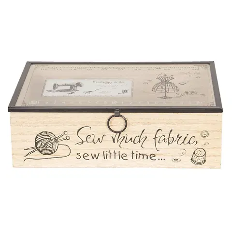 Úložné boxy Dřevěný šicí box - 25*17*8 cm Clayre & Eef 6H1801