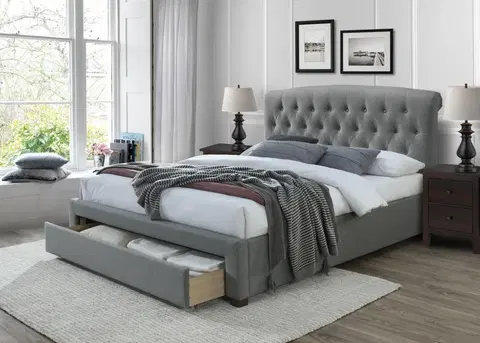 Postele HALMAR Čalouněná postel Avanti 160x200 dvoulůžko - šedé