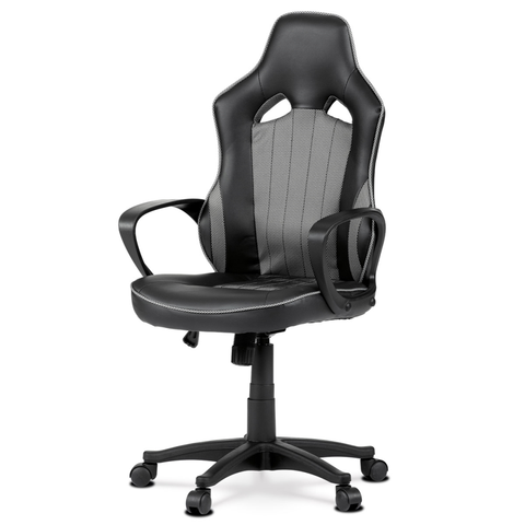 Kancelářské židle Herní křeslo GONGYL, černá ekokůže/šedá látka