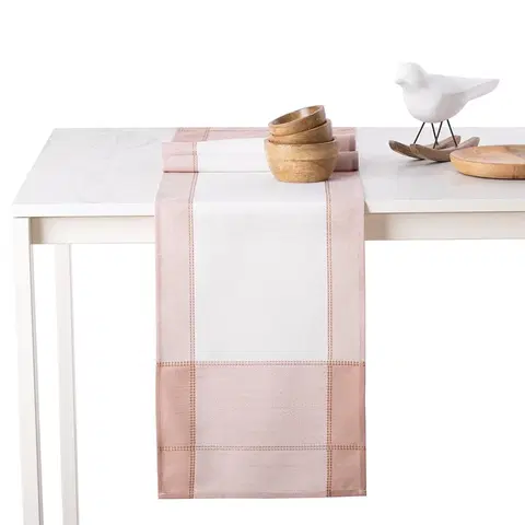 Prostírání Běhoun na stůl AmeliaHome LILLE růžovo-bílý, velikost 30x120