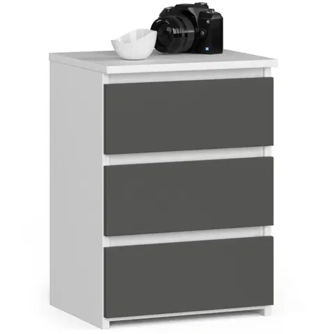 Komody Ak furniture Komoda CL3 se 3 zásuvkami 40 cm bílá/šedá