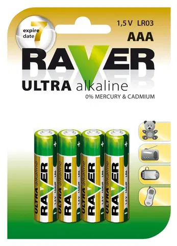 Jednorázové baterie Baterie RAVER alkalická LR03
