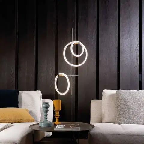 Stojací lampy Marchetti Stojací lampa Ulaop LED, tři kruhy, černá