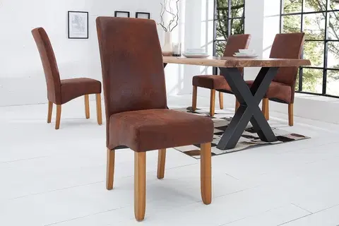 Luxusní jídelní židle Estila Stylová vintage židle Valentino káva