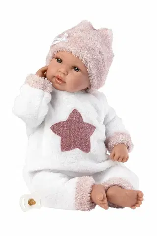 Hračky panenky LLORENS - 63648 NEW BORN - realistická panenka miminko se zvuky a měkkým látkovým tělem - 36