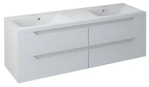 Koupelnový nábytek SAPHO WAVE dvojumyvadlová skříňka 149,7x50x47,8cm, bílá WA150-3030