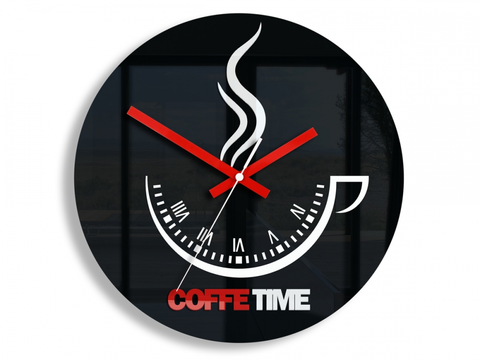 Hodiny ModernClock Nástěnné hodiny Coffe Time černé
