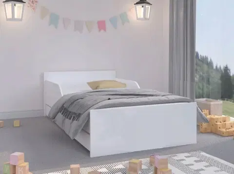 Dětské postele Univerzální dětská postel v klasické bílé barvě 180 x 90 cm