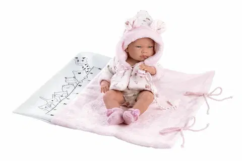 Hračky panenky LLORENS - 73898 NEW BORN DÍVKO- realistická panenka miminko s celovinylovým tělem - 40 cm
