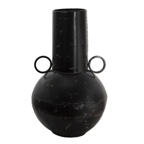 Dekorativní vázy Černá kovová dekorační váza s odřením Tinn - Ø 26*42 cm Clayre & Eef 6Y4515