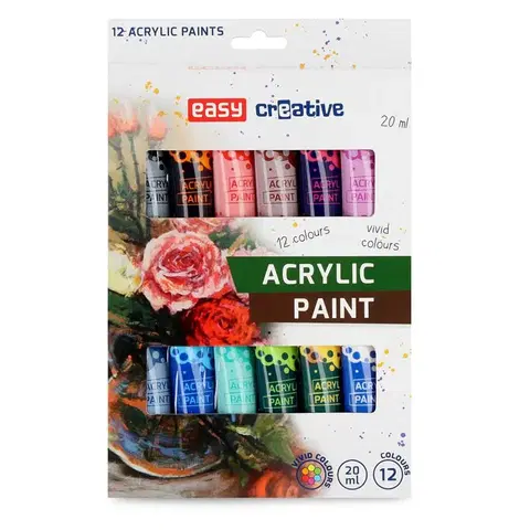 Hračky EASY - Akrylové barvy 20 ml, 12 barev