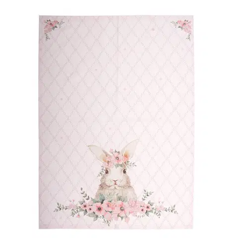 Utěrky Růžová bavlněná utěrka s králíčkem Floral Easter Bunny - 50*70 cm Clayre & Eef FEB42-1