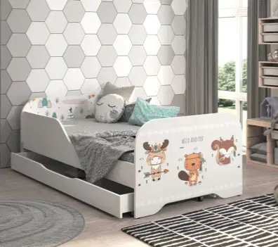 Dětské postele Dětská postel MIKI 160 x 80 cm s motivem lesních zvířátek