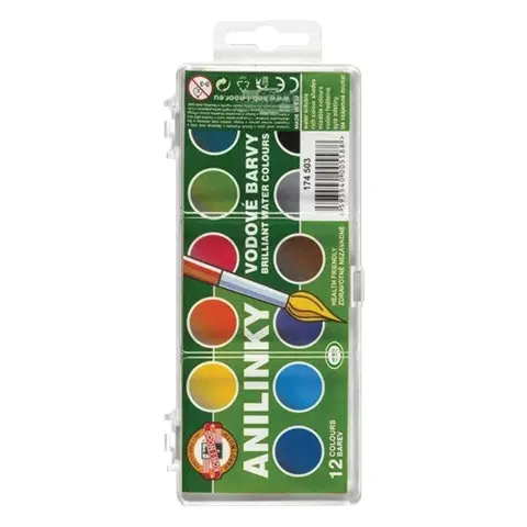 Hračky KOH-I-NOOR - Barvy vodové brilant 12 barev (anilínové)