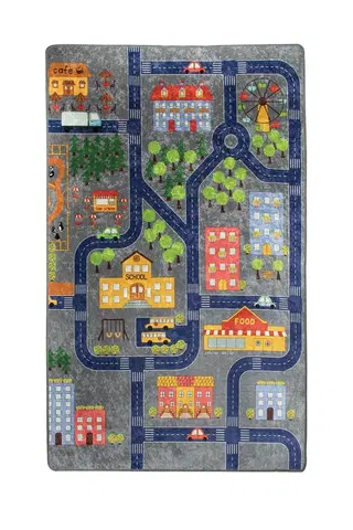 Koberce a koberečky Conceptum Hypnose Dětský koberec Malé město 140x190 cm šedý